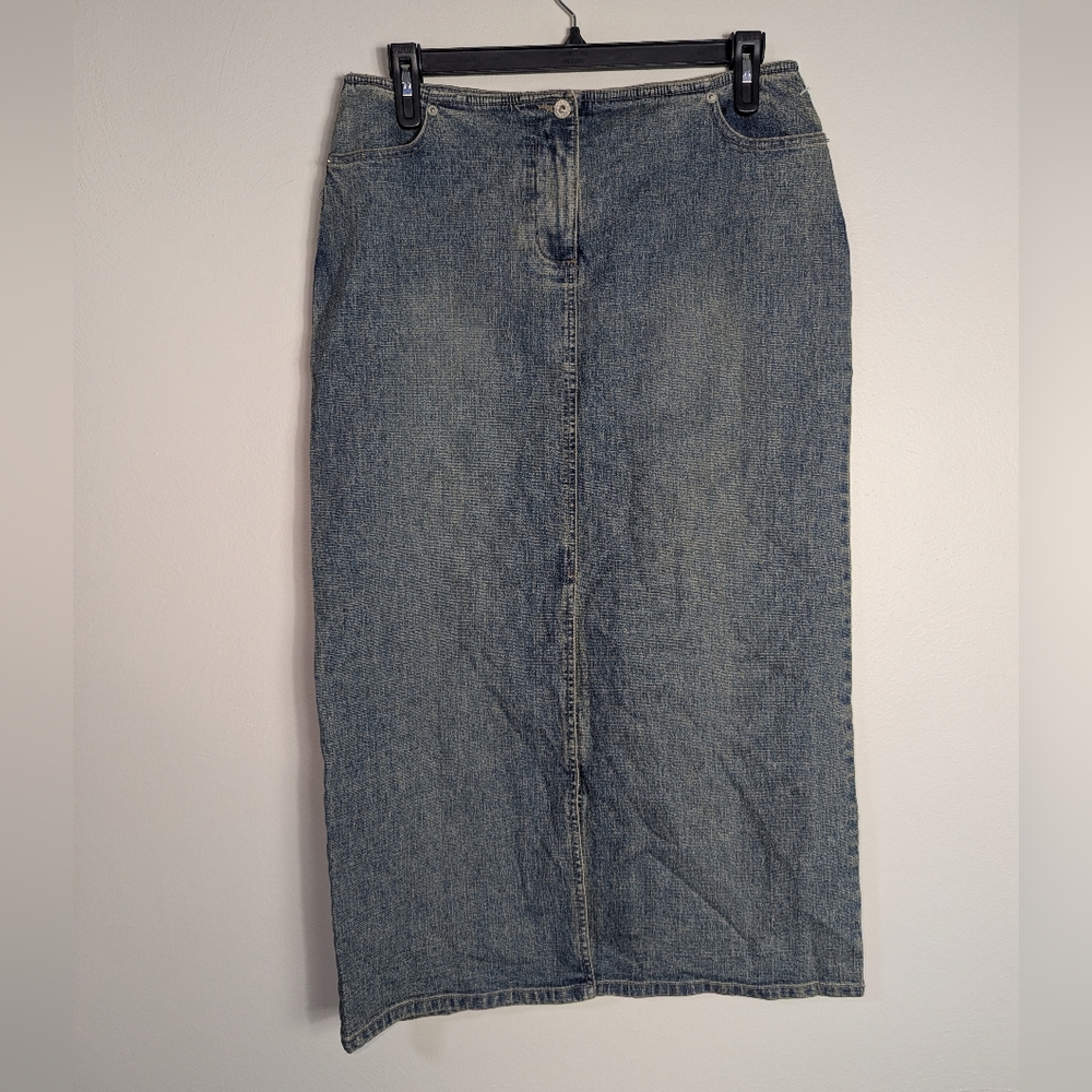 14 L.A. Blues Denim Vintage Y2K Stretch Low Rise Maxi Skirt